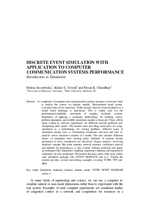 (PDF) Discrete Event Simulation with Application to Computer ...