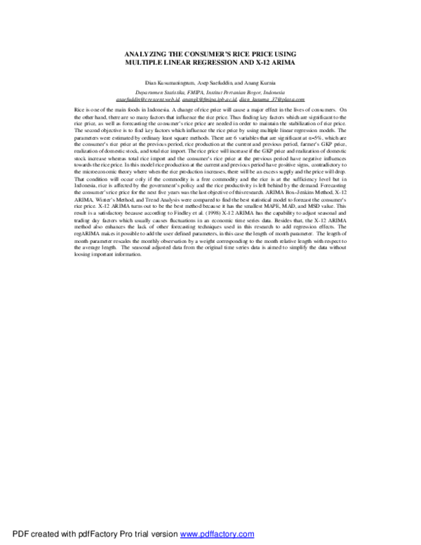 (PDF) Analyzing the Consumer’s Rice Price Using Multiple Linear ...