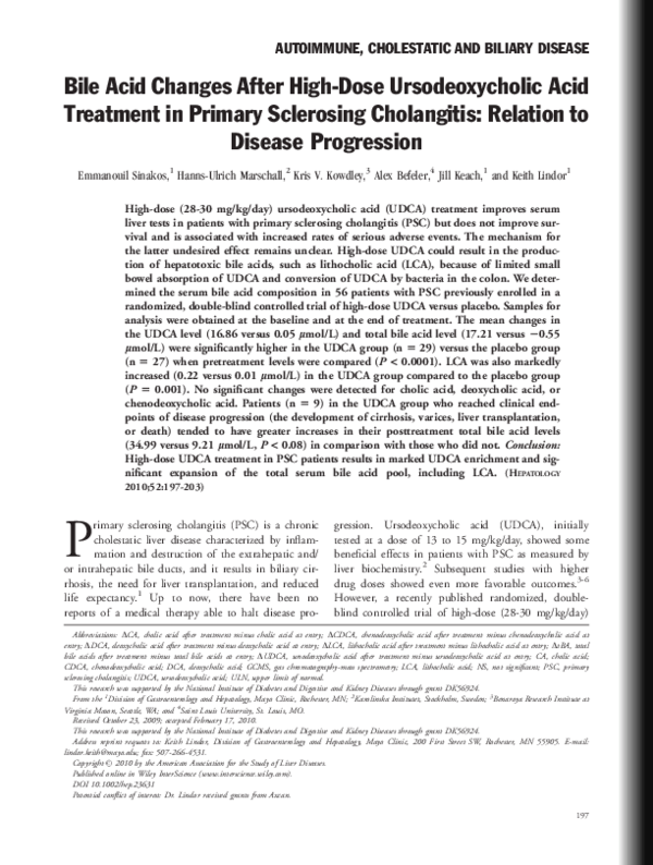 (PDF) Bile acid changes after high-dose ursodeoxycholic acid treatment ...