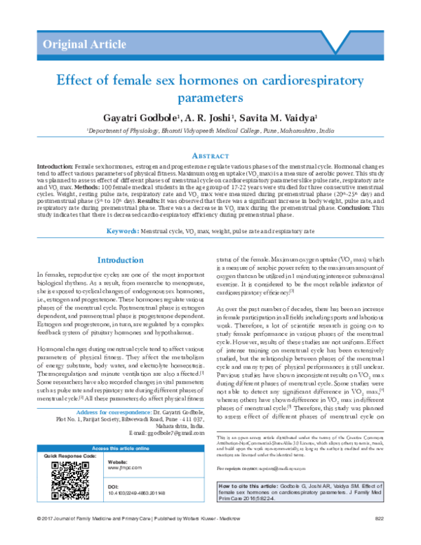 (PDF) Effect of Female Sex Hormones on Cardiorespiratory System ...