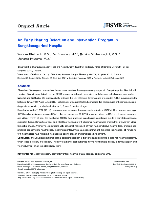(PDF) An Early Hearing Detection and Intervention Program in ...
