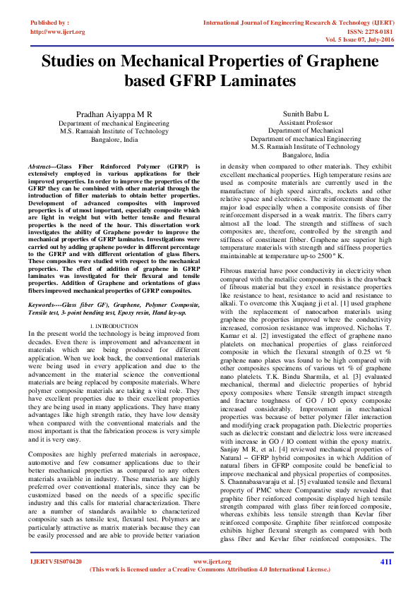 (PDF) Studies on Mechanical Properties of Graphene based GFRP Laminates