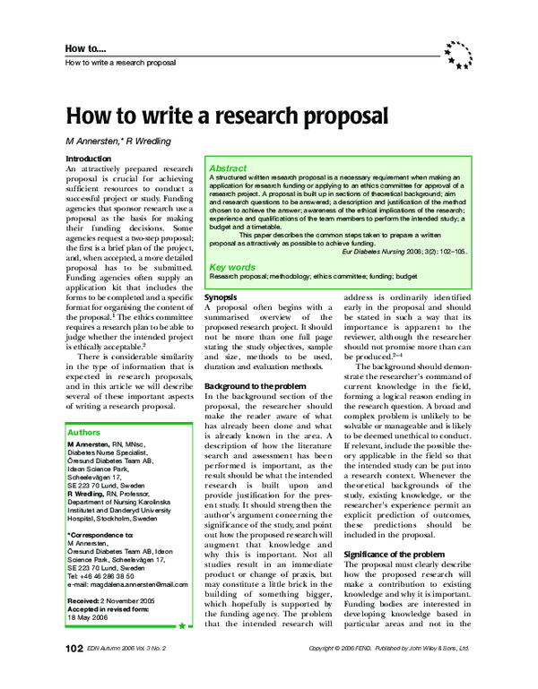 (PDF) How to write a research proposal