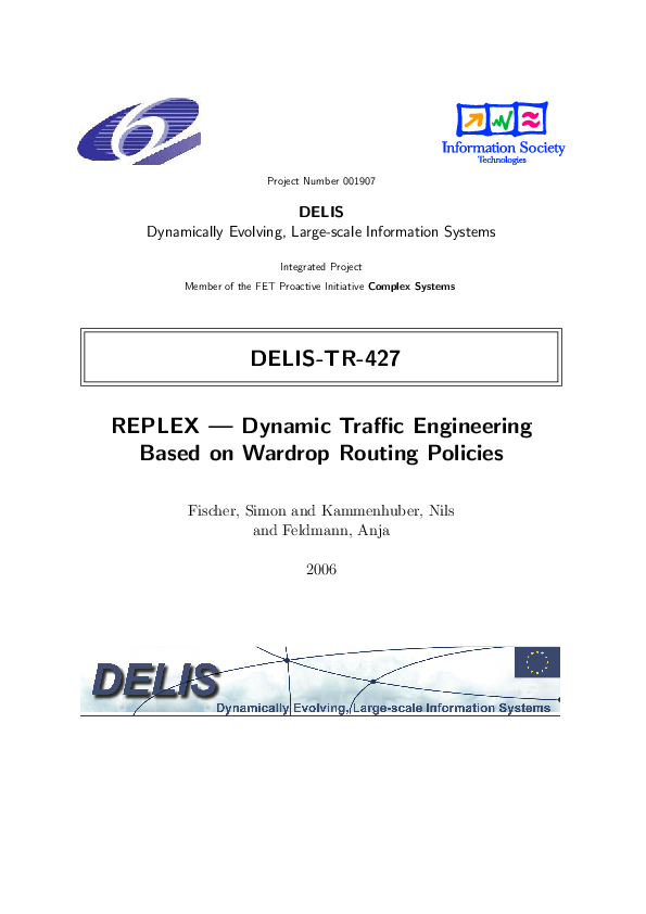 (PDF) REPLEX—Dynamic traffic engineering based on Wardrop routing policies