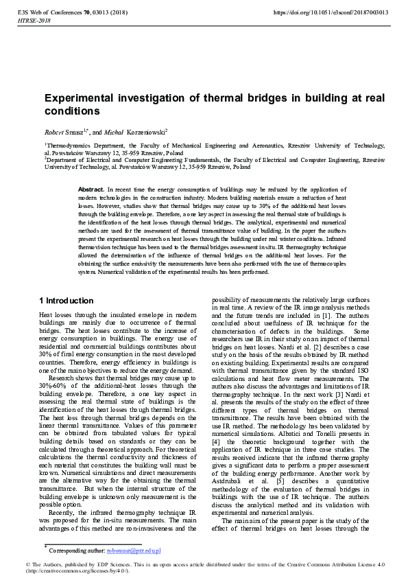 (PDF) Experimental investigation of thermal bridges in building at real ...