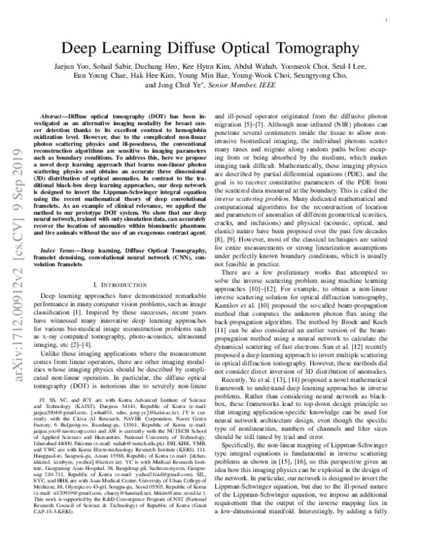 (PDF) Deep Learning Diffuse Optical Tomography