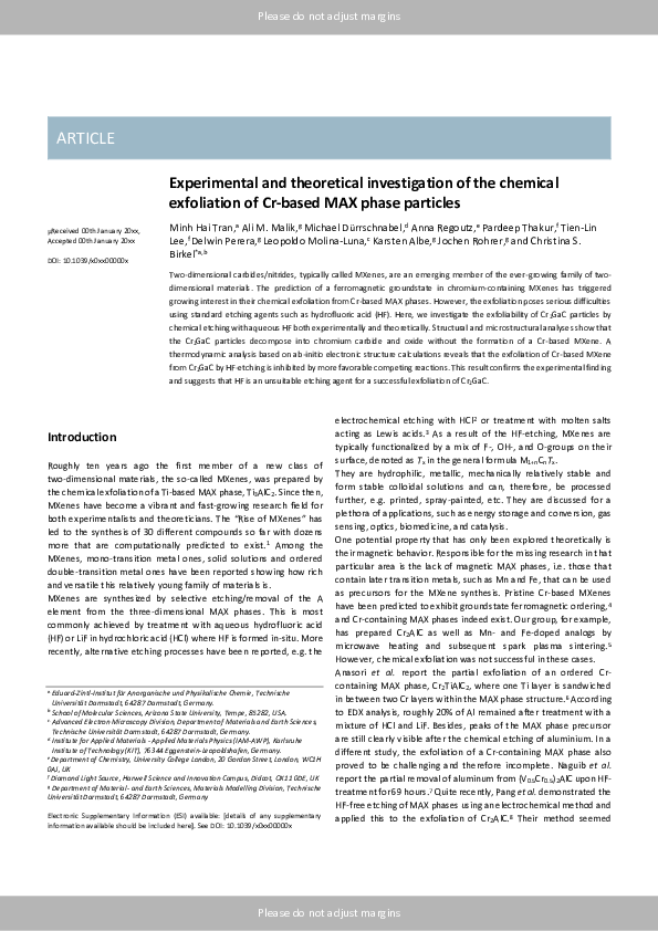 (PDF) Experimental and theoretical investigation of the chemical ...