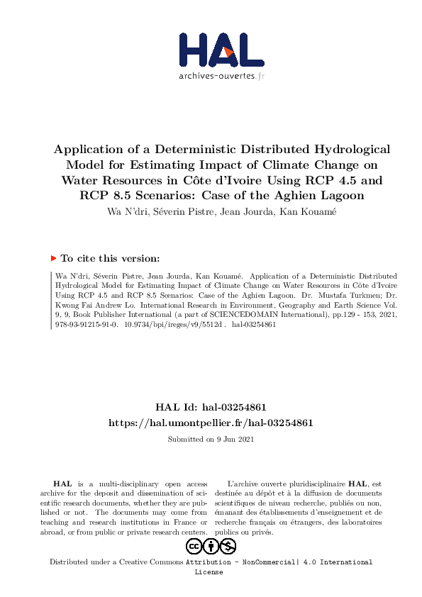 (PDF) Application of a Deterministic Distributed Hydrological Model for ...