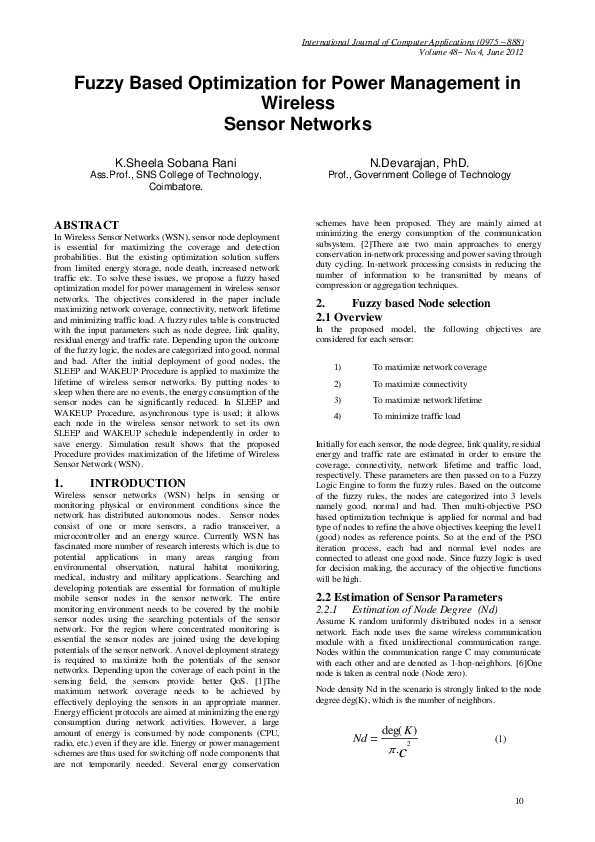(PDF) Fuzzy based Optimization for Power Management in Wireless Sensor ...