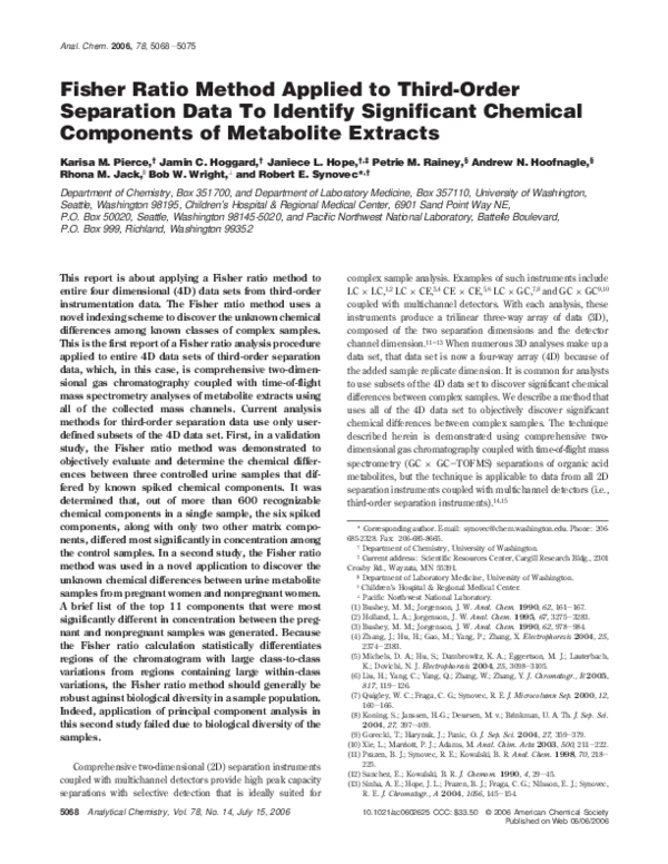 (PDF) Fisher Ratio Method Applied to Third-Order Separation Data To ...