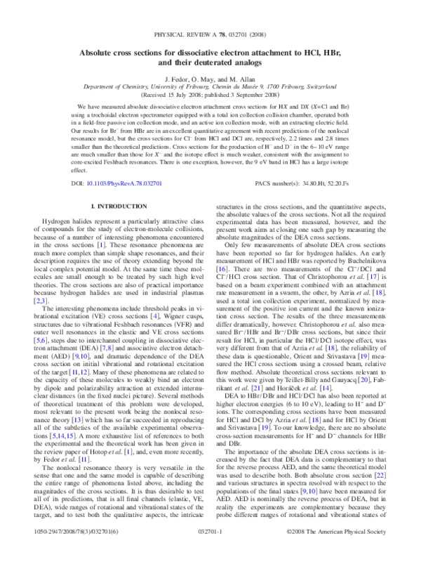 (PDF) Absolute cross sections for dissociative electron attachment to NF3