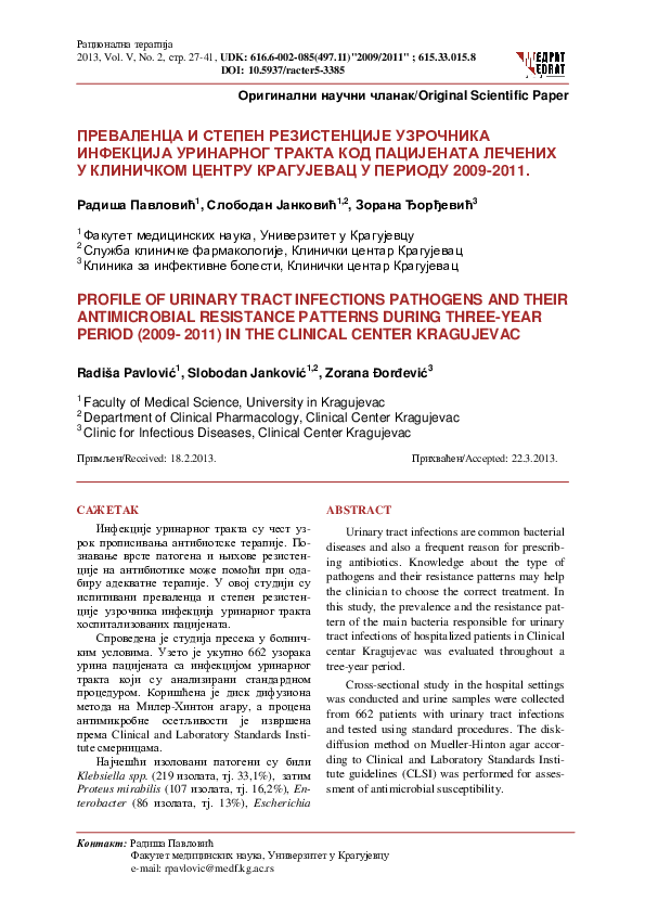 (PDF) Profile of urinary tract infections pathogens and their ...