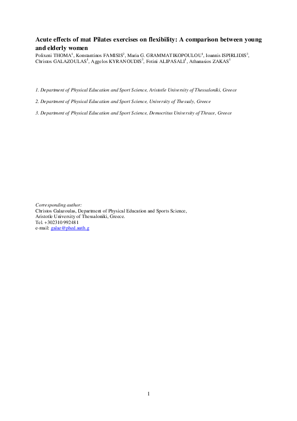 (PDF) Acute effects of mat Pilates exercises on flexibility : A ...