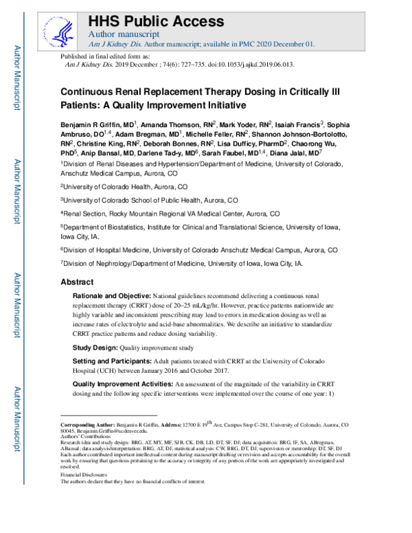 (PDF) Continuous Renal Replacement Therapy Dosing in Critically Ill ...