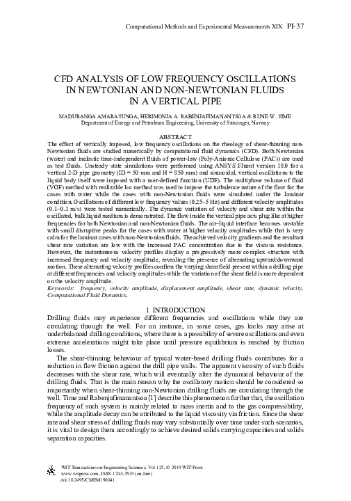 (PDF) CFD Analysis of Low Frequency Oscillations in Newtonian and Non ...