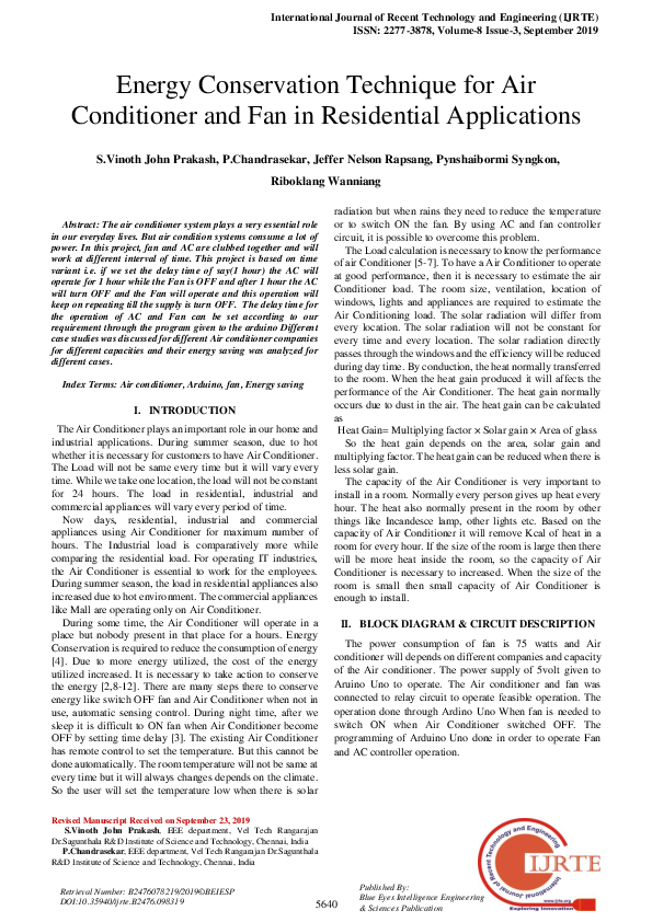 (PDF) Energy Conservation Technique for Air Conditioner and Fan in ...