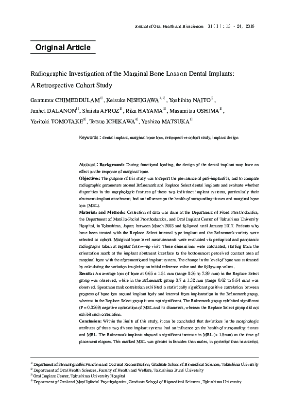 (PDF) Radiographic Investigation of the Marginal Bone Loss on Dental ...