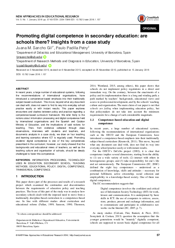 (PDF) Promoting digital competence in secondary education: are schools ...