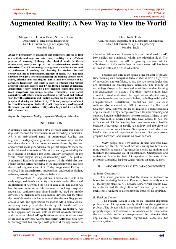 (PDF) Augmented Reality: A New Way to View the World