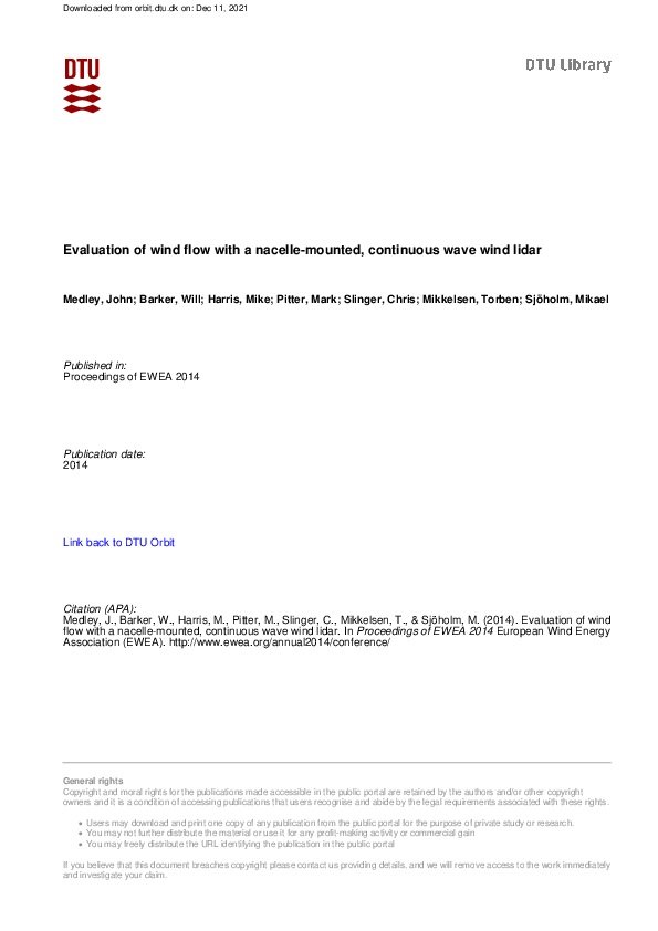 (PDF) Evaluation of wind flow with a nacelle-mounted, continuous wave ...