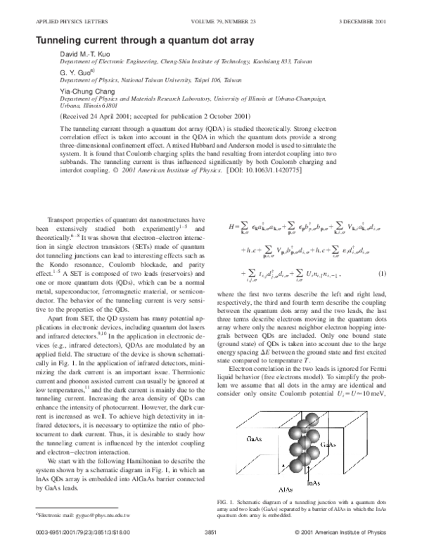 (PDF) Tunneling current through a quantum dot array