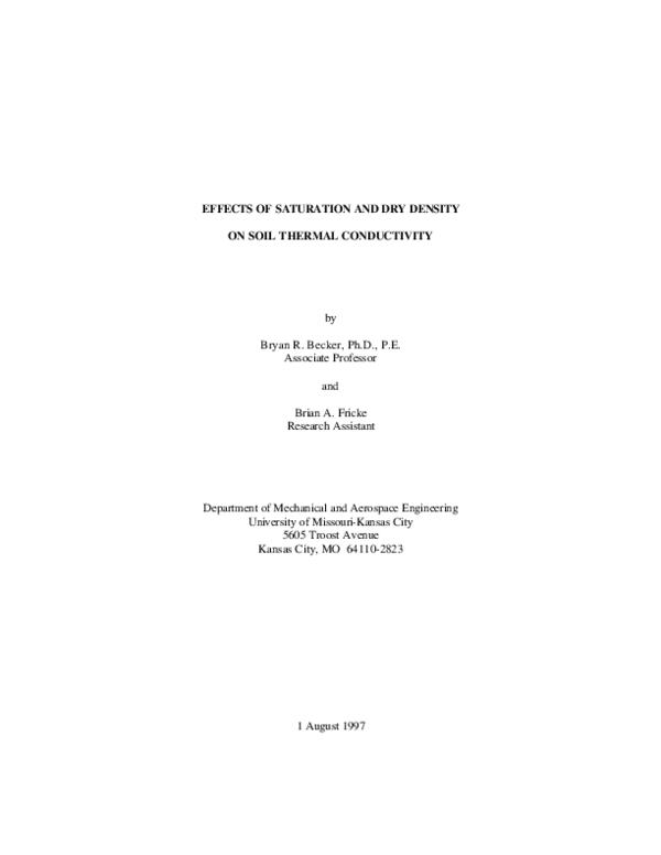(PDF) Effects of Saturation and Dry Density on Soil Thermal Conductivity