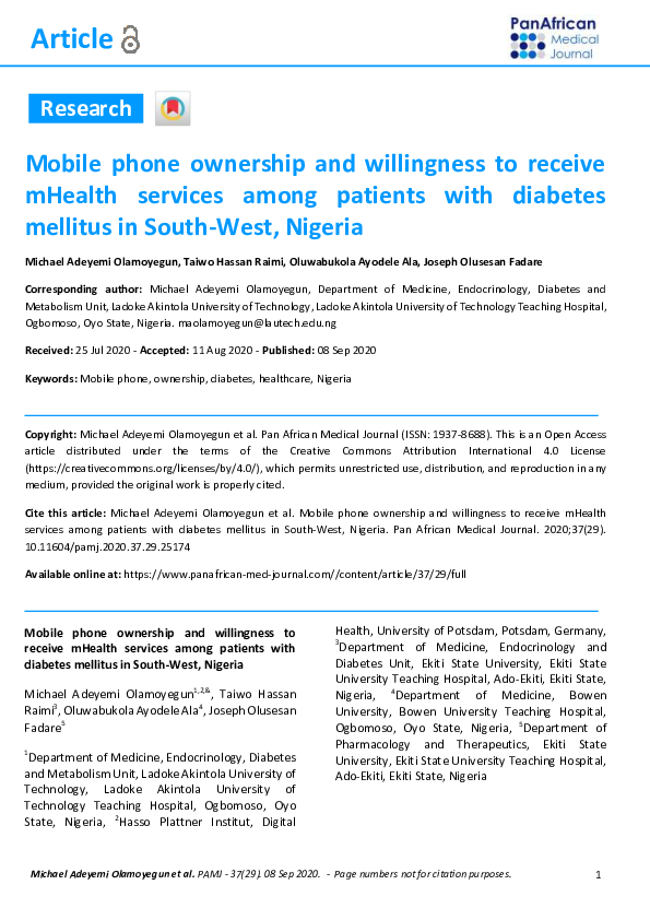 (PDF) Mobile phone ownership and willingness to receive mHealth ...