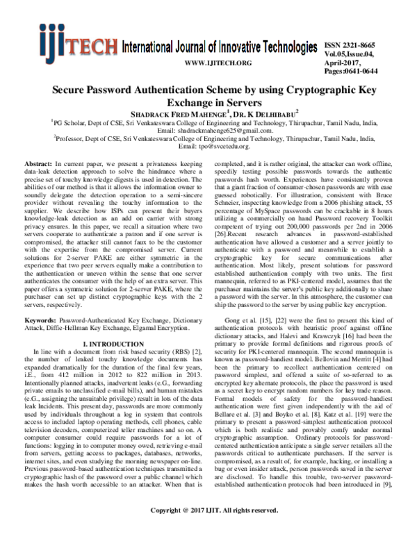 (PDF) Secure Password Authentication Scheme by using Cryptographic Key ...