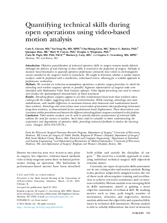 (PDF) Quantifying technical skills during open operations using video ...