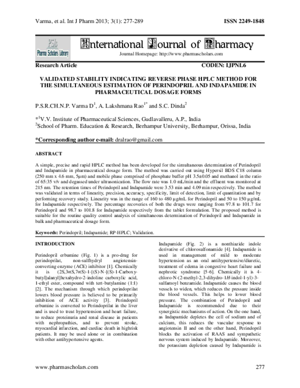 (PDF) Validated Stability Indicating Reverse Phase HPLC Method for the ...