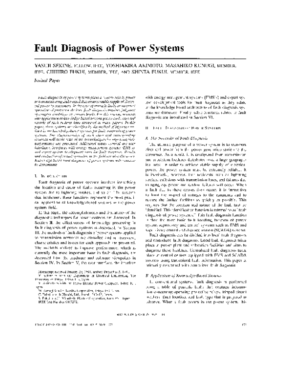 (PDF) Fault diagnosis of power systems
