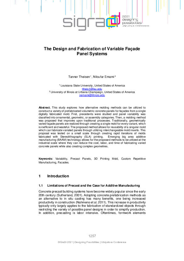 (PDF) The Design and Fabrication of Variable Façade Panel Systems