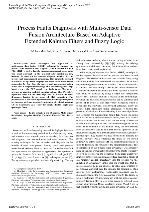 (PDF) Process Faults Diagnosis With Multi-Sensor Data Fusion ...
