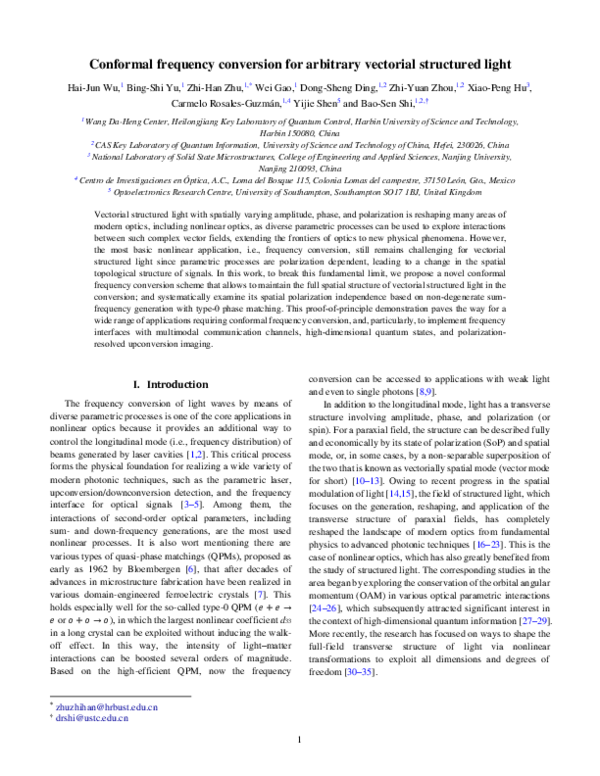 (PDF) Conformal frequency conversion for arbitrary vectorial structured ...
