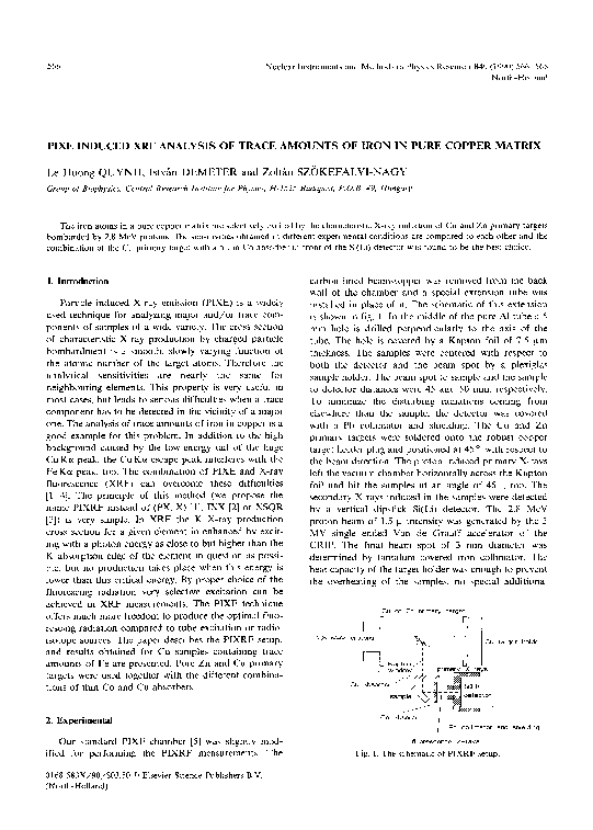 (PDF) PIXE induced XRF analysis of trace amounts of iron in pure copper ...
