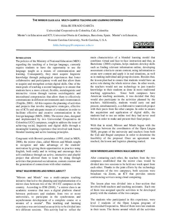 (PDF) The Mirror Class As a Multi-Campus Teaching and Learning Experience
