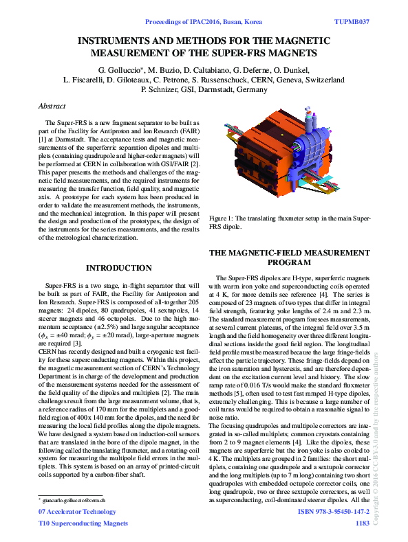 (PDF) Instruments and Methods for the Magnetic Measurement of the Super ...