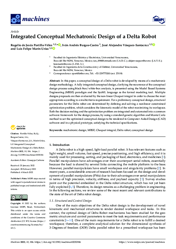 (PDF) Integrated Conceptual Mechatronic Design of a Delta Robot