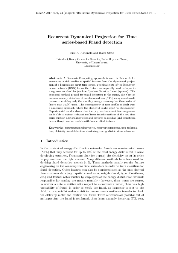 (PDF) Recurrent Dynamical Projection for Time Series-Based Fraud Detection