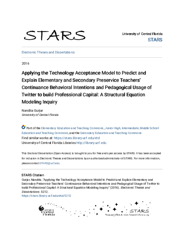 (PDF) Applying the Technology Acceptance Model to Predict and Explain ...