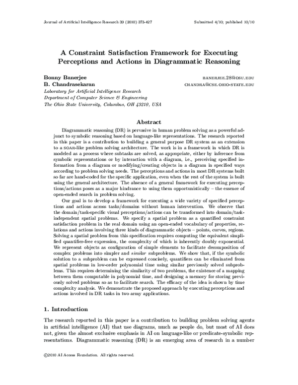 (PDF) A Constraint Satisfaction Framework for Executing Perceptions and ...
