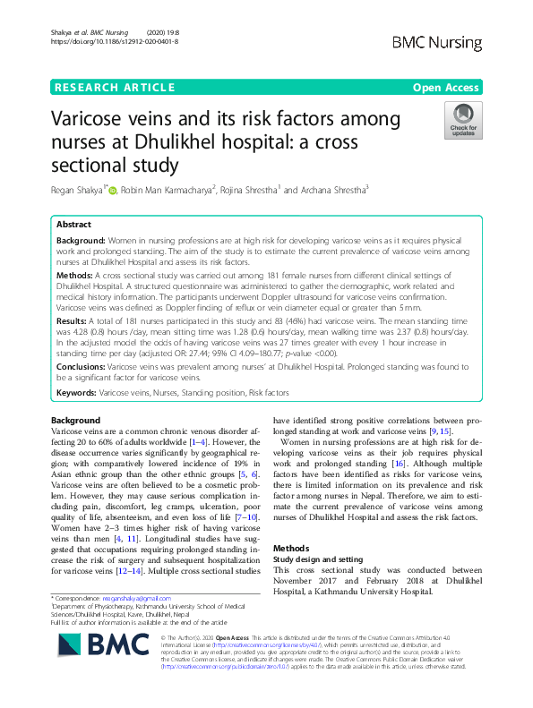 (PDF) Varicose veins and its risk factors among nurses at Dhulikhel ...