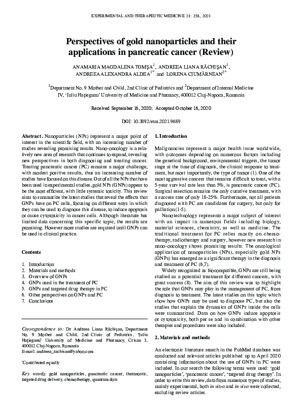(PDF) Perspectives of gold nanoparticles and their applications in ...