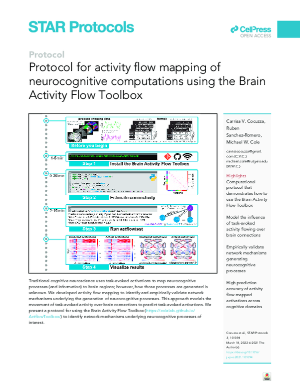 (PDF) Protocol for activity flow mapping of neurocognitive computations ...