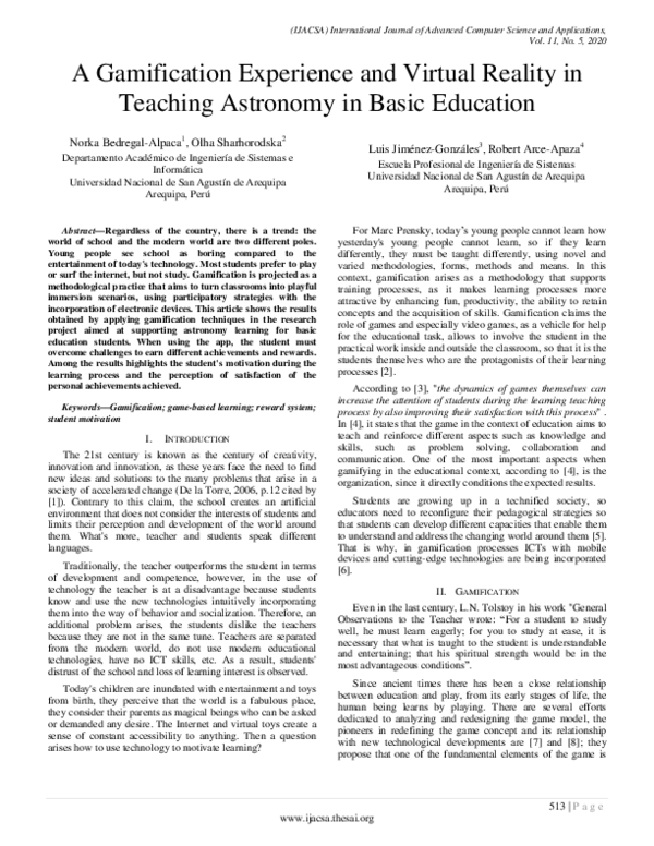 (PDF) A Gamification Experience and Virtual Reality in Teaching ...