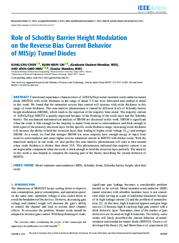 (PDF) Role of Schottky Barrier Height Modulation on the Reverse Bias ...