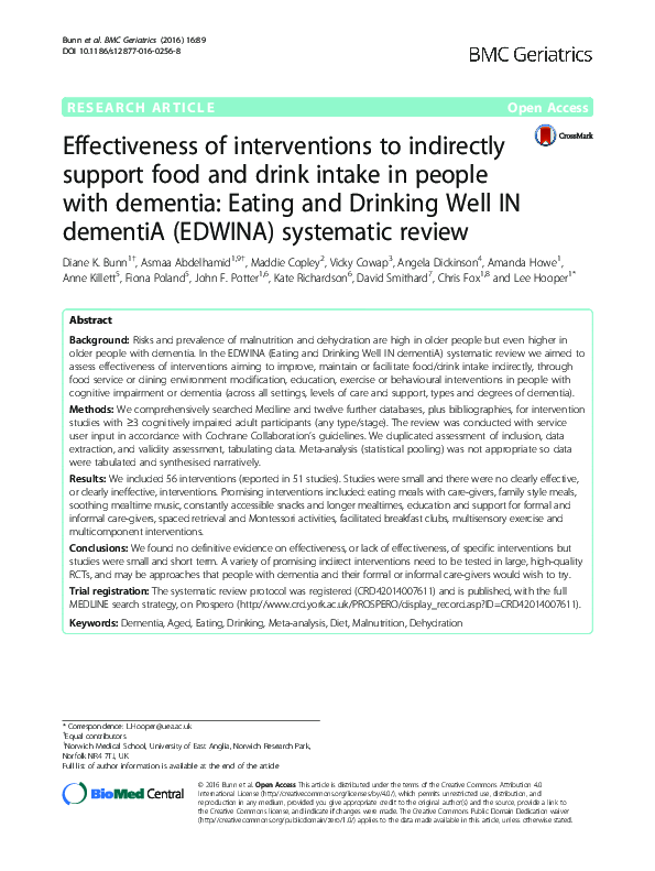 (PDF) Effectiveness of interventions to indirectly support food and
