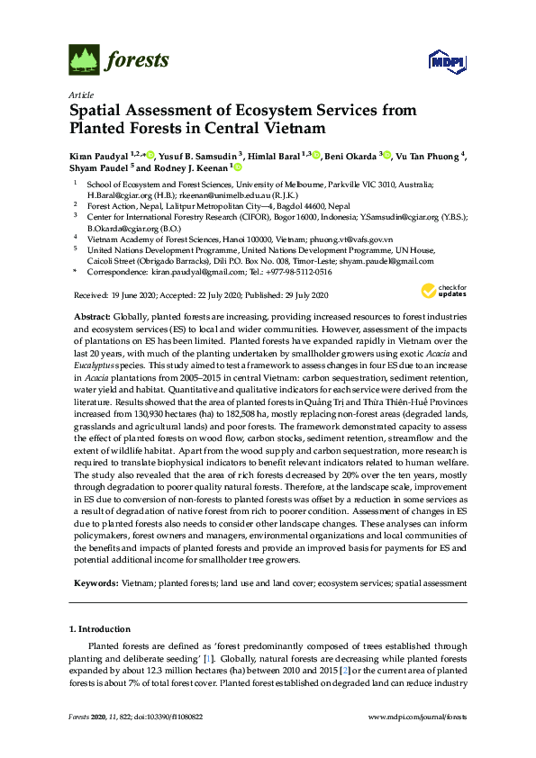 (PDF) Spatial Assessment of Ecosystem Services from Planted Forests in ...