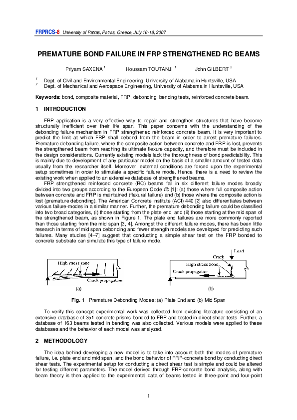(PDF) Premature Bond Failure in FRP Strengthened RC Beams