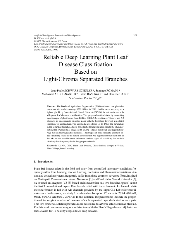 (PDF) Reliable Deep Learning Plant Leaf Disease Classification Based on ...